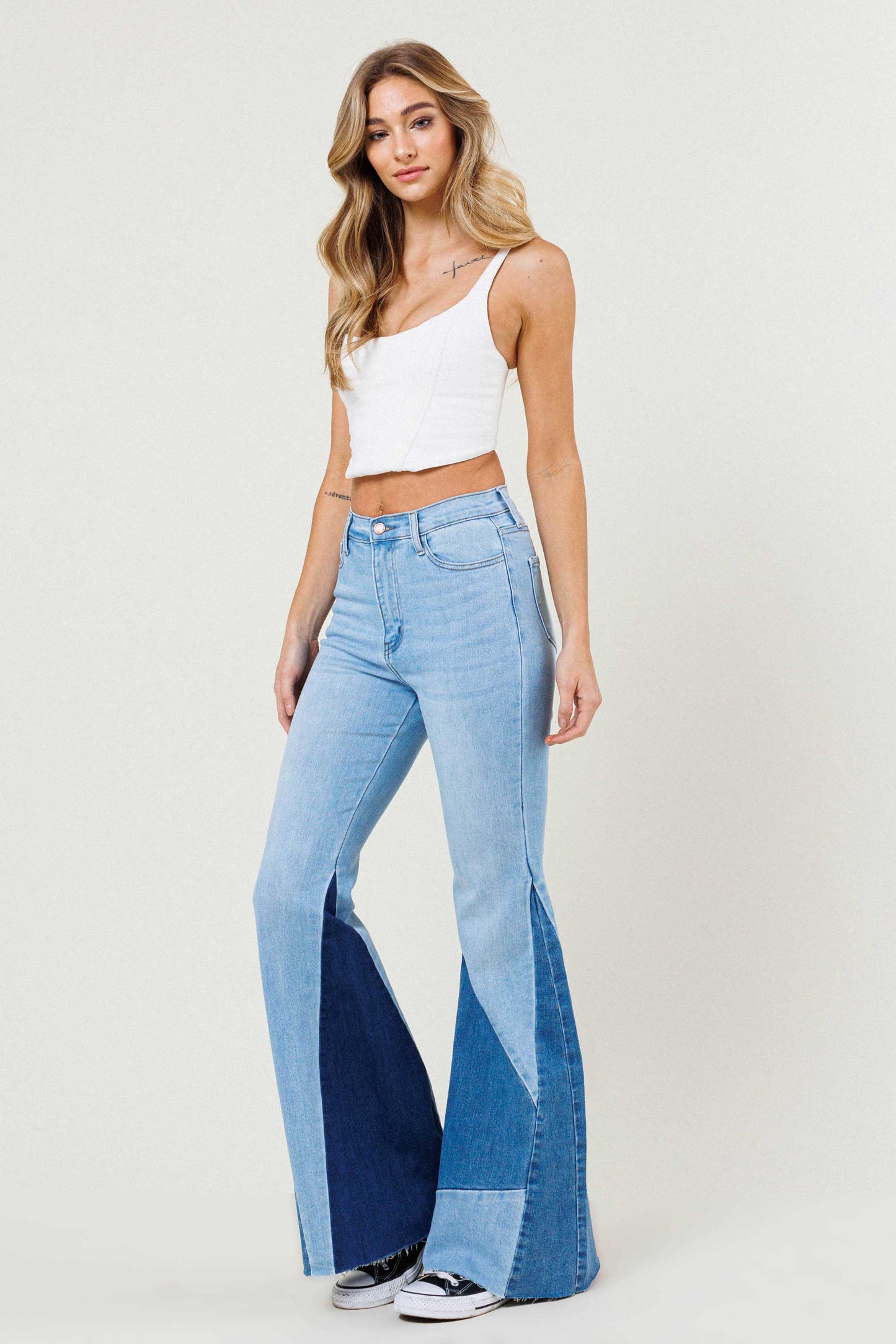 Color Block Flare Jeans