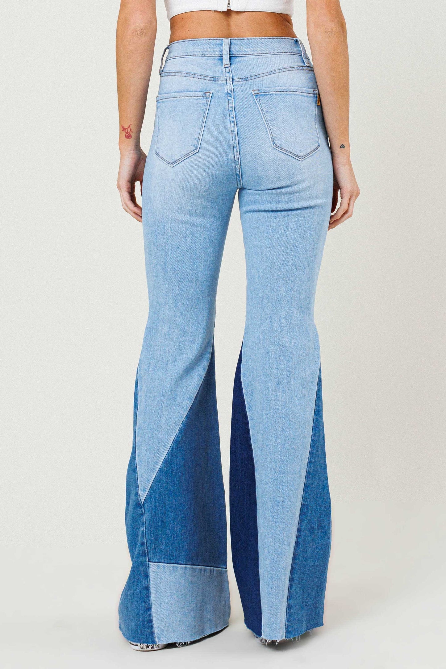 Color Block Flare Jeans