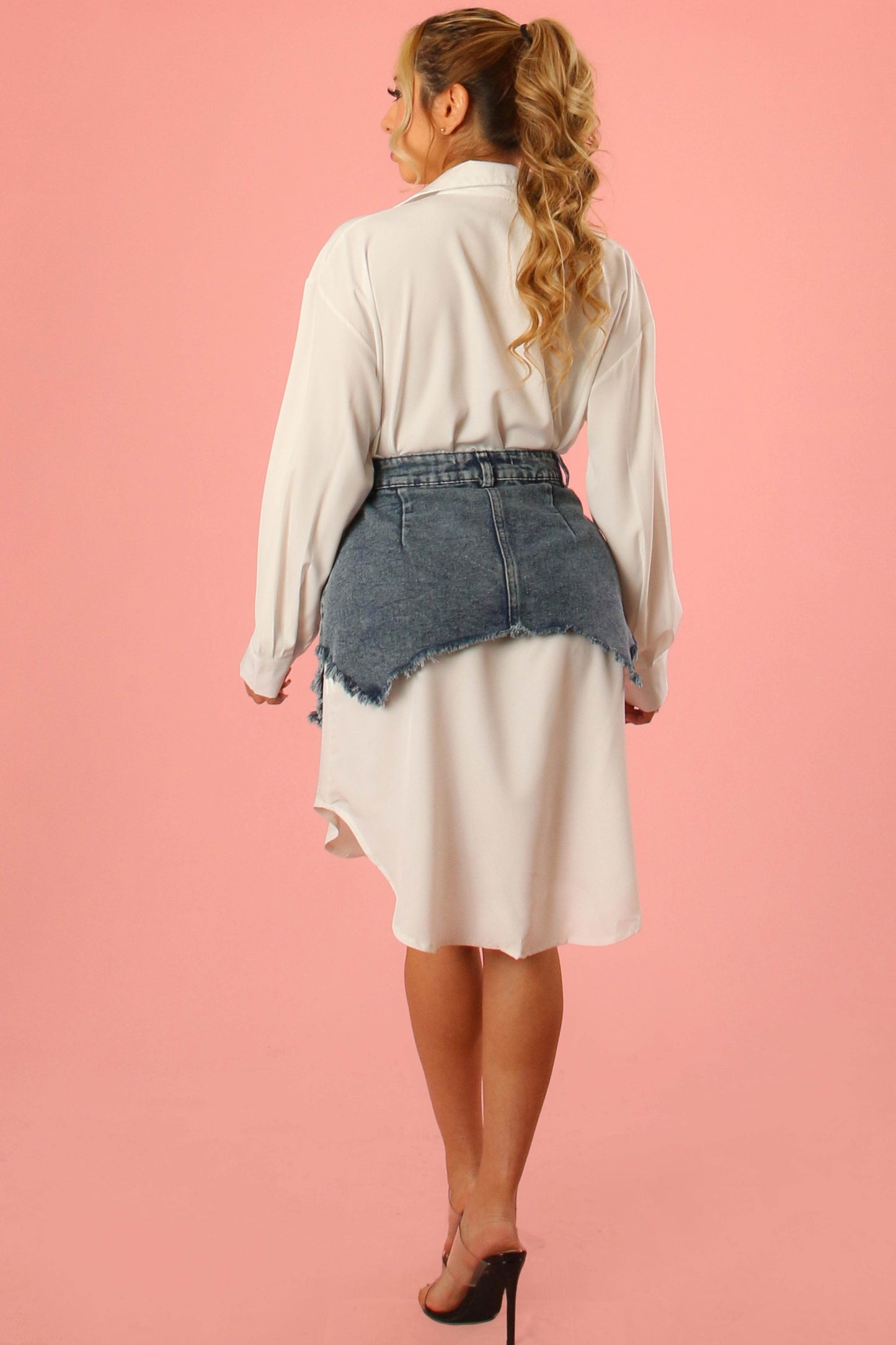 Shirt Dress With Denim Skirt