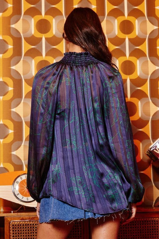 Stripe Oversized Chiffon Blouse