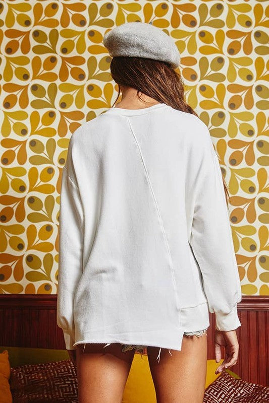Asymmetrical Hem Graphic Sweatshirt
