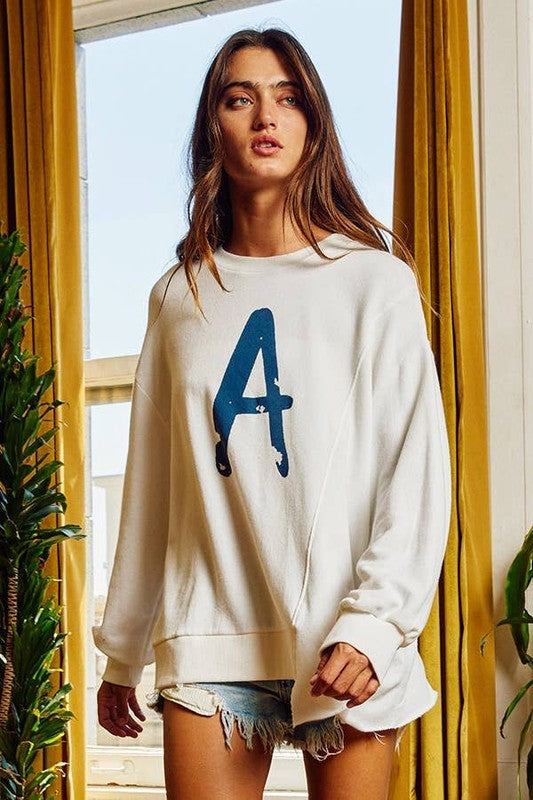 Asymmetrical Hem Graphic Sweatshirt