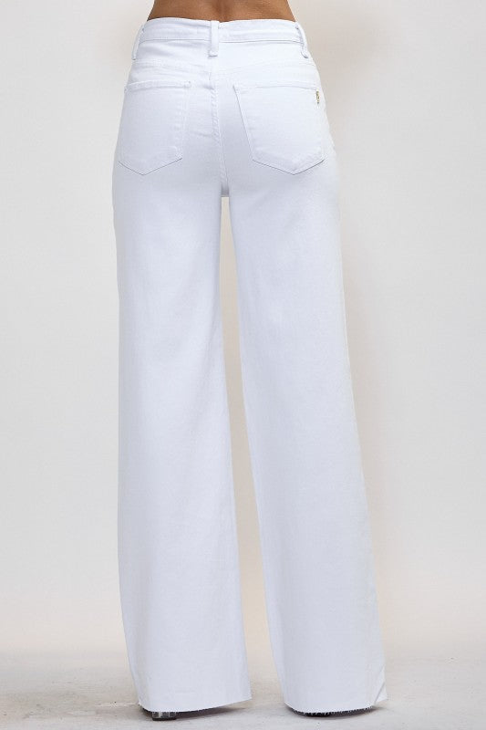 Wide Leg White Denim With Comfort Stretch