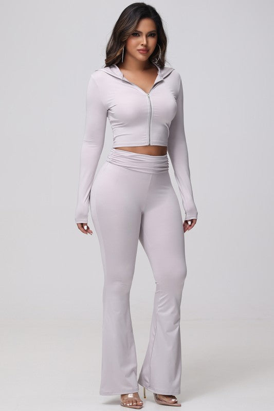 Flare Leg Stretch Pants Set