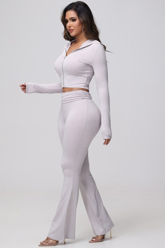 Flare Leg Stretch Pants Set