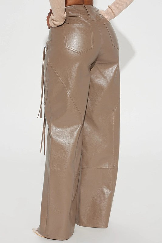 Oversized Vegan Leather Cargo Pants