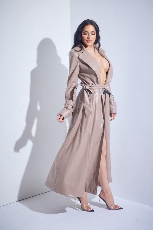 Vegan Leather Trench And Skirt