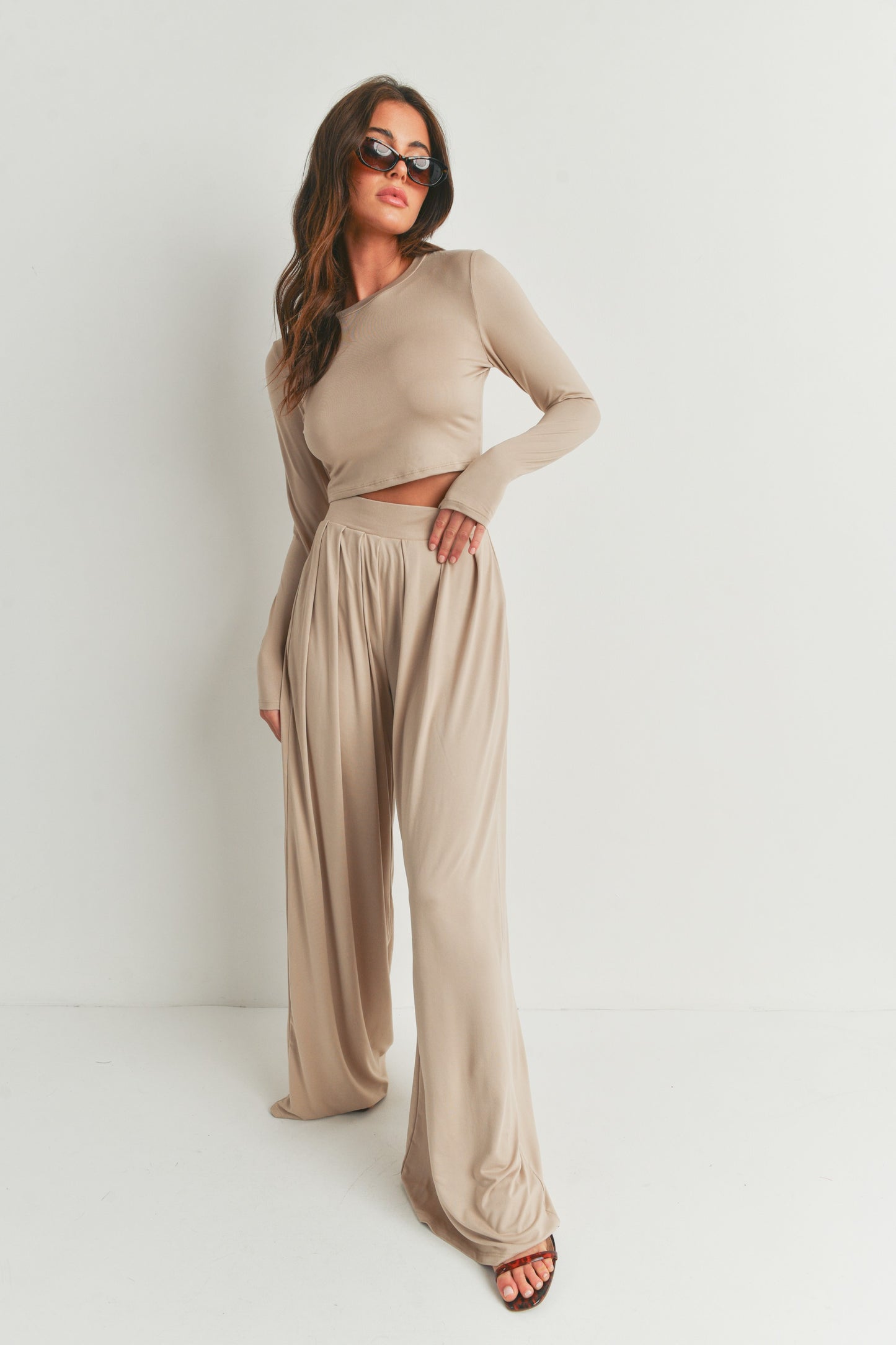 Two Piece Crop Top with High waist Pants Set