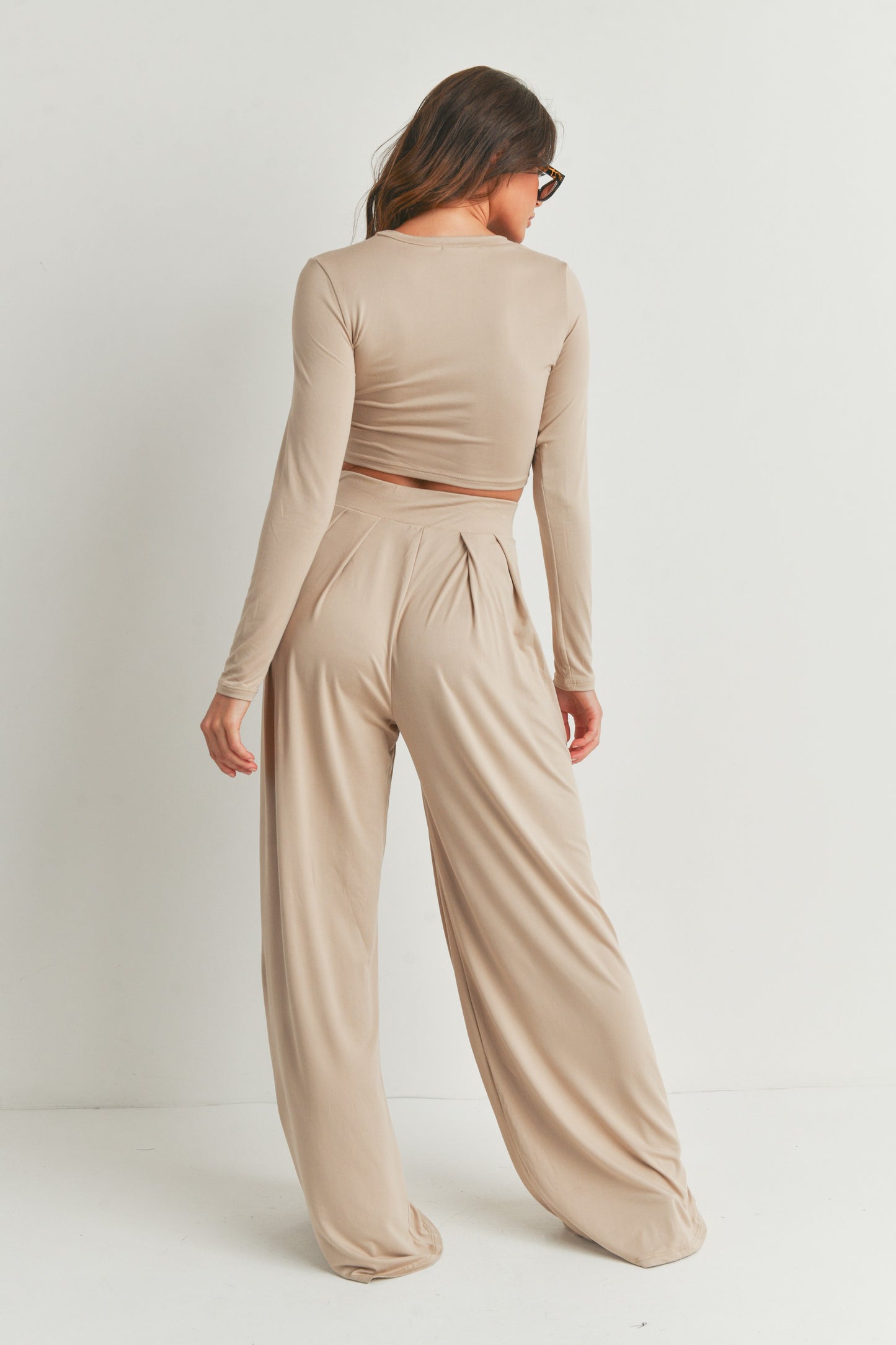 Two Piece Crop Top with High waist Pants Set