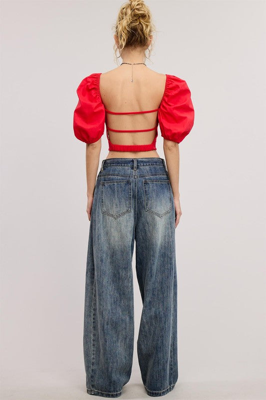 Wide Leg Baggy Stonewashed Jeans