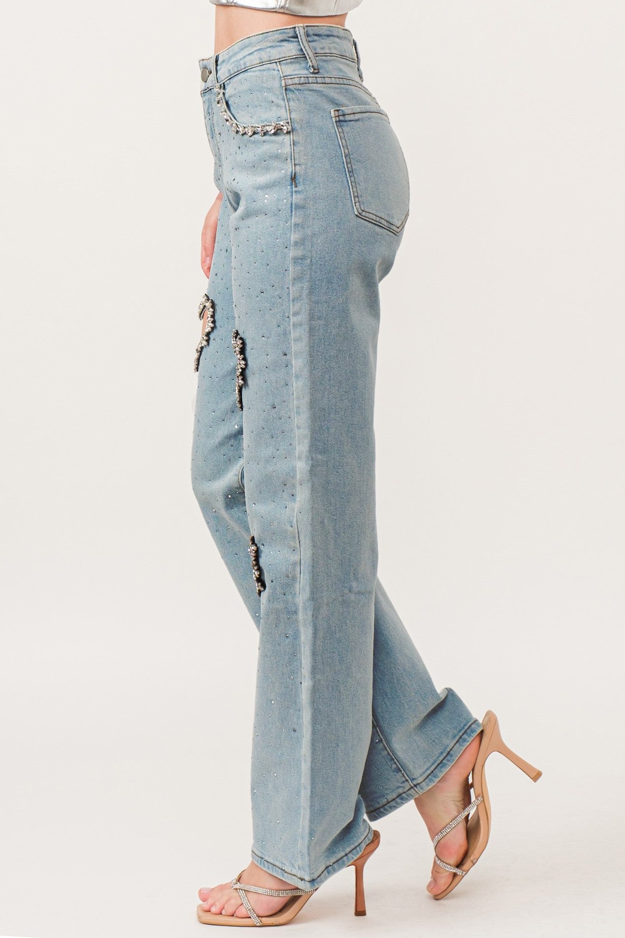 Hearts Embellished Denim