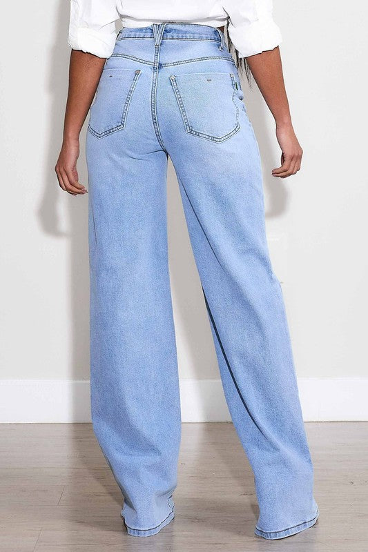 Wide Leg Light Stone Jeans