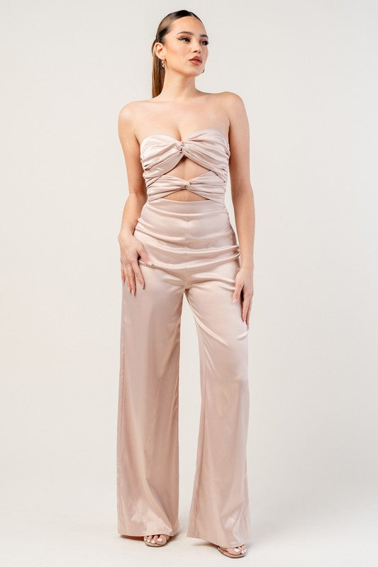 Stretch Satin Tube Top Jumpsuit