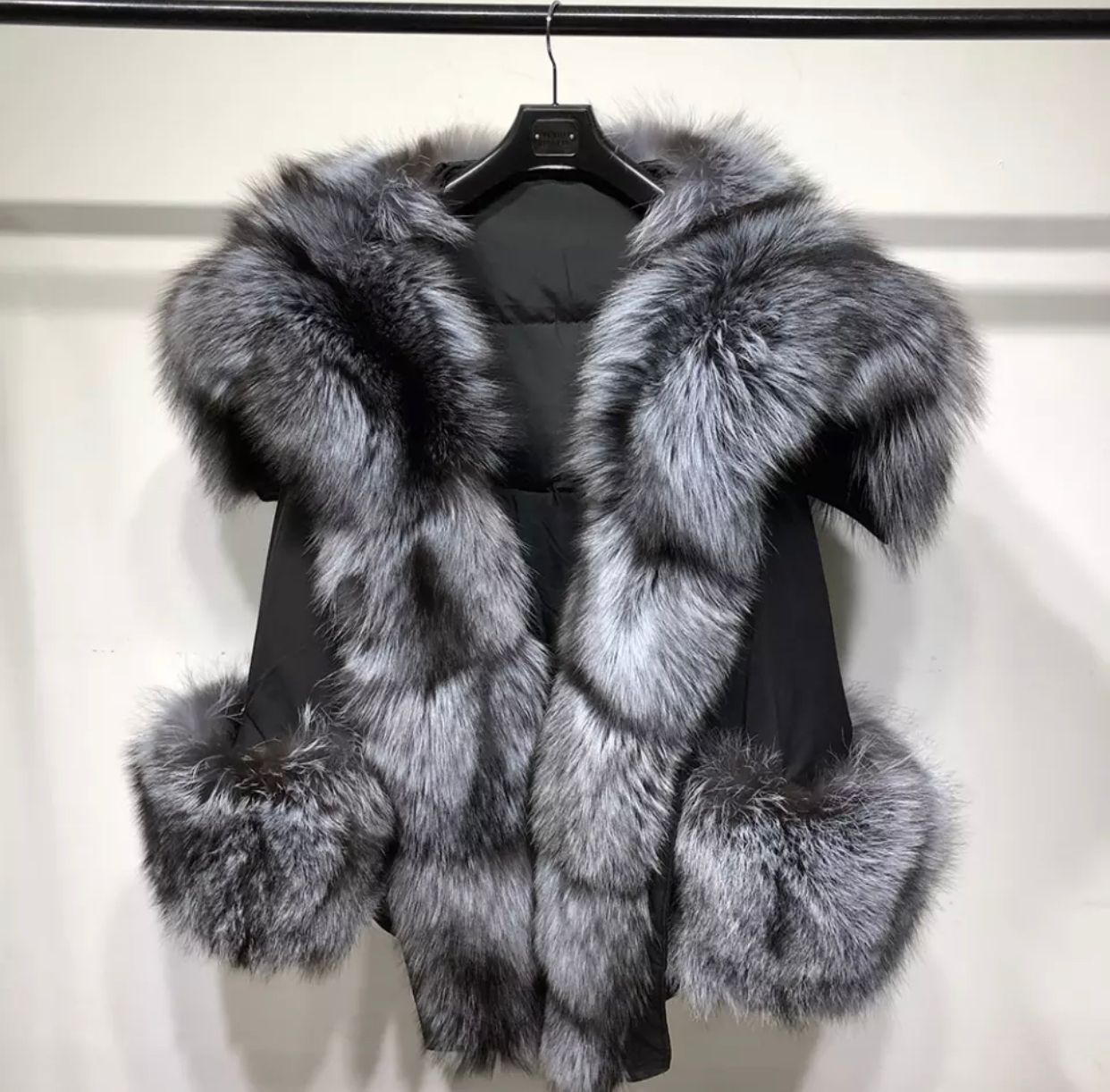 Hooded Parka Coat With Silver Fox Lining