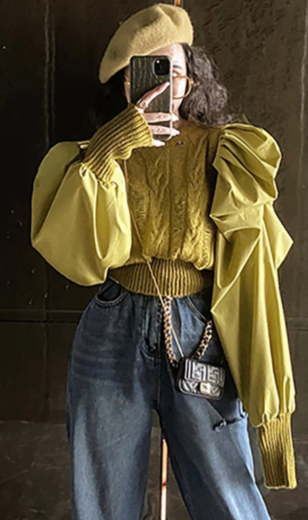 Knitted Bubble Sleeve Top