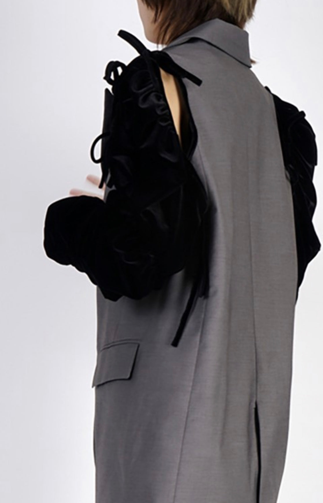 Velvet Tie Sleeve Blazer