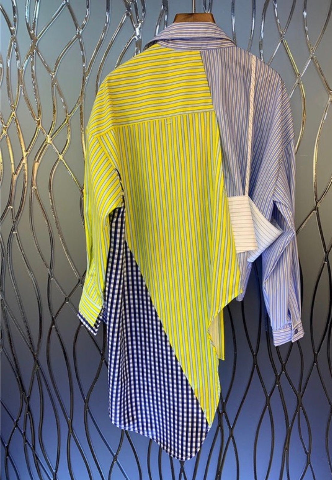 Multi Stripe, Plaid Button Down Blouse