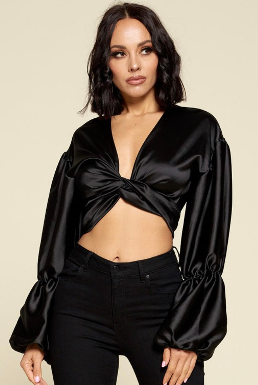 Satin Tie Crop Top