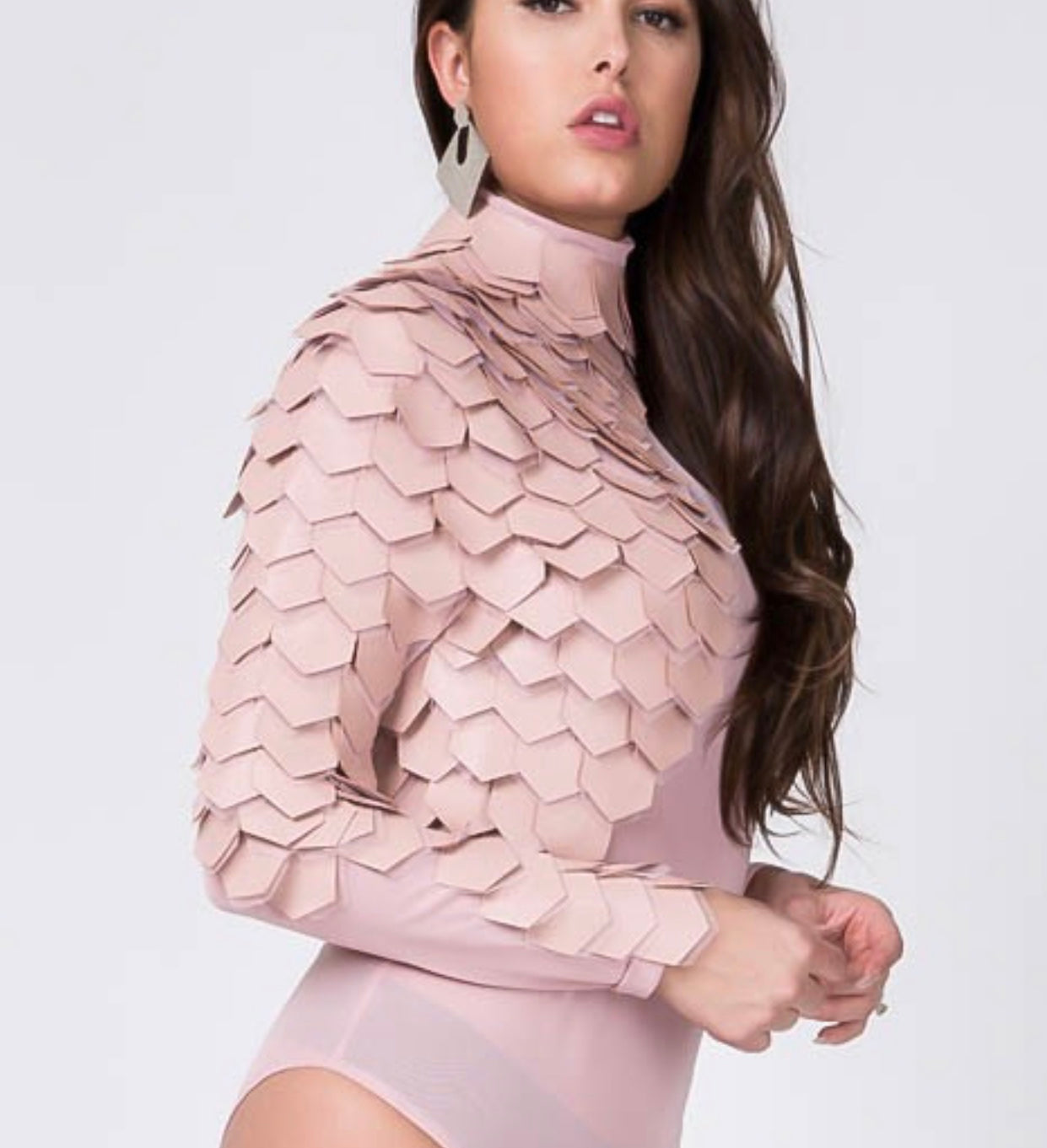 Leather Scales Mesh Bodysuit