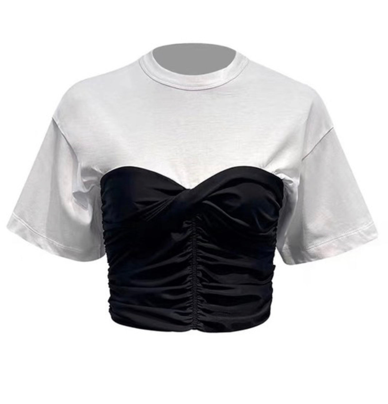 Satin Bustier Detail T-Shirt