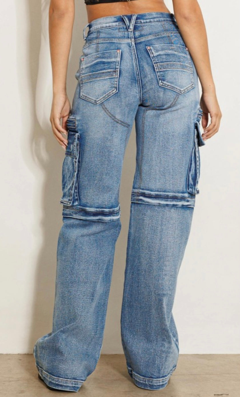 Mid Rise Cargo Premium Denim
