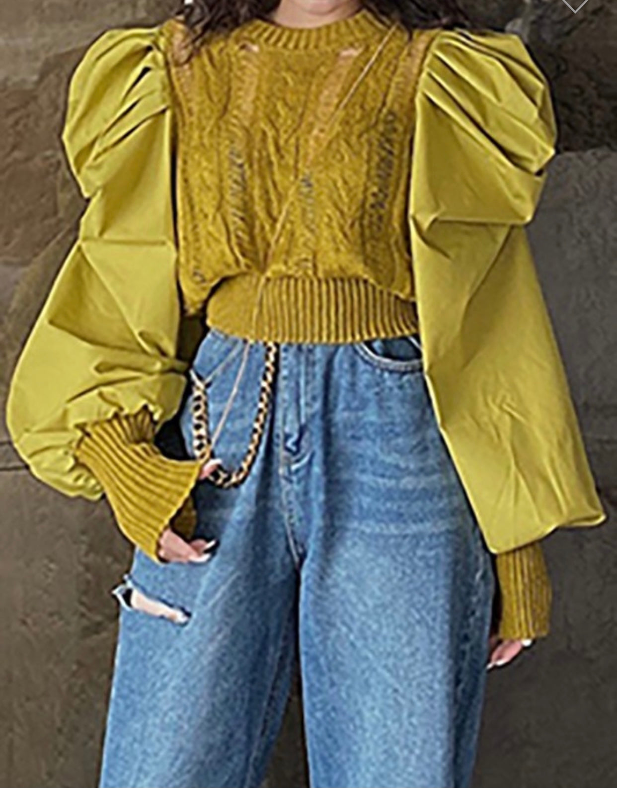 Knitted Bubble Sleeve Top