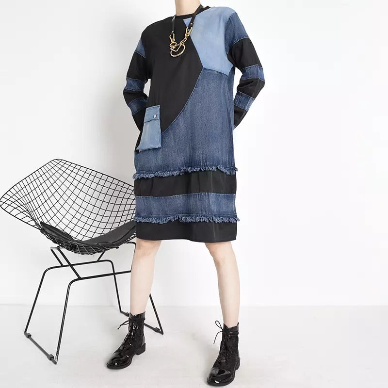 Patchwork Denim Dress