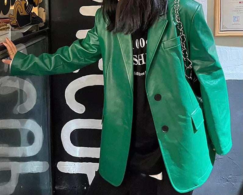 Faux Leather Blazer