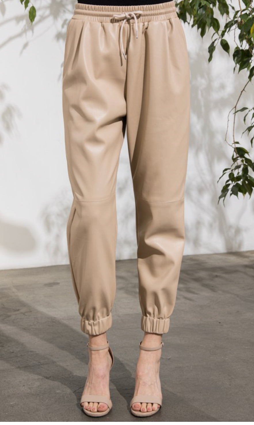 Faux Leather Joggers
