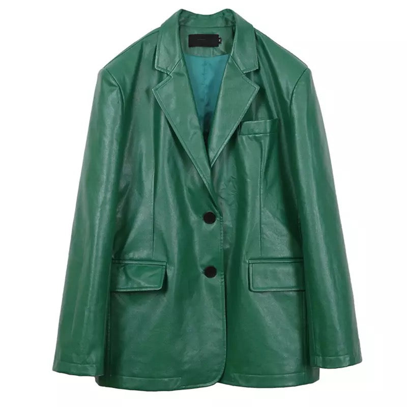 Faux Leather Blazer