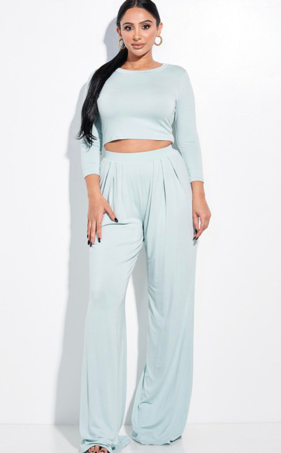 Crop Top with Wide Leg Pants