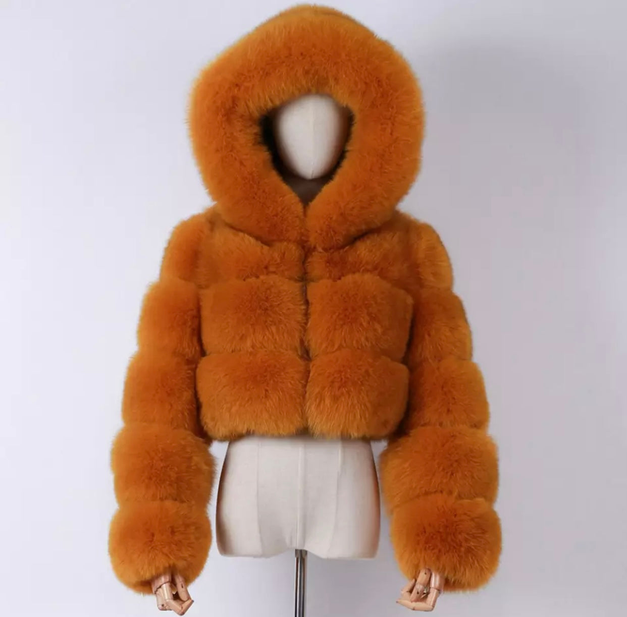 Cropped Hooded Genuine Fox