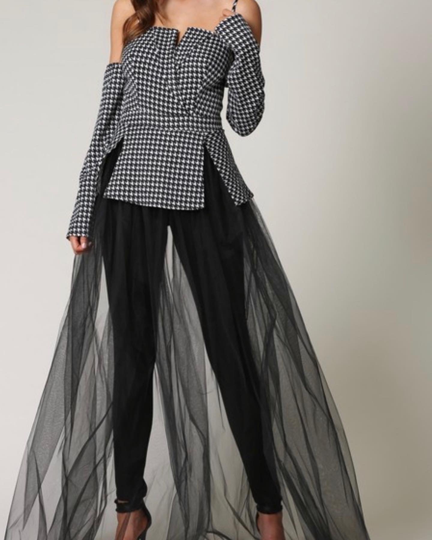 Houndstooth Print Jumpsuit + Dress Combo