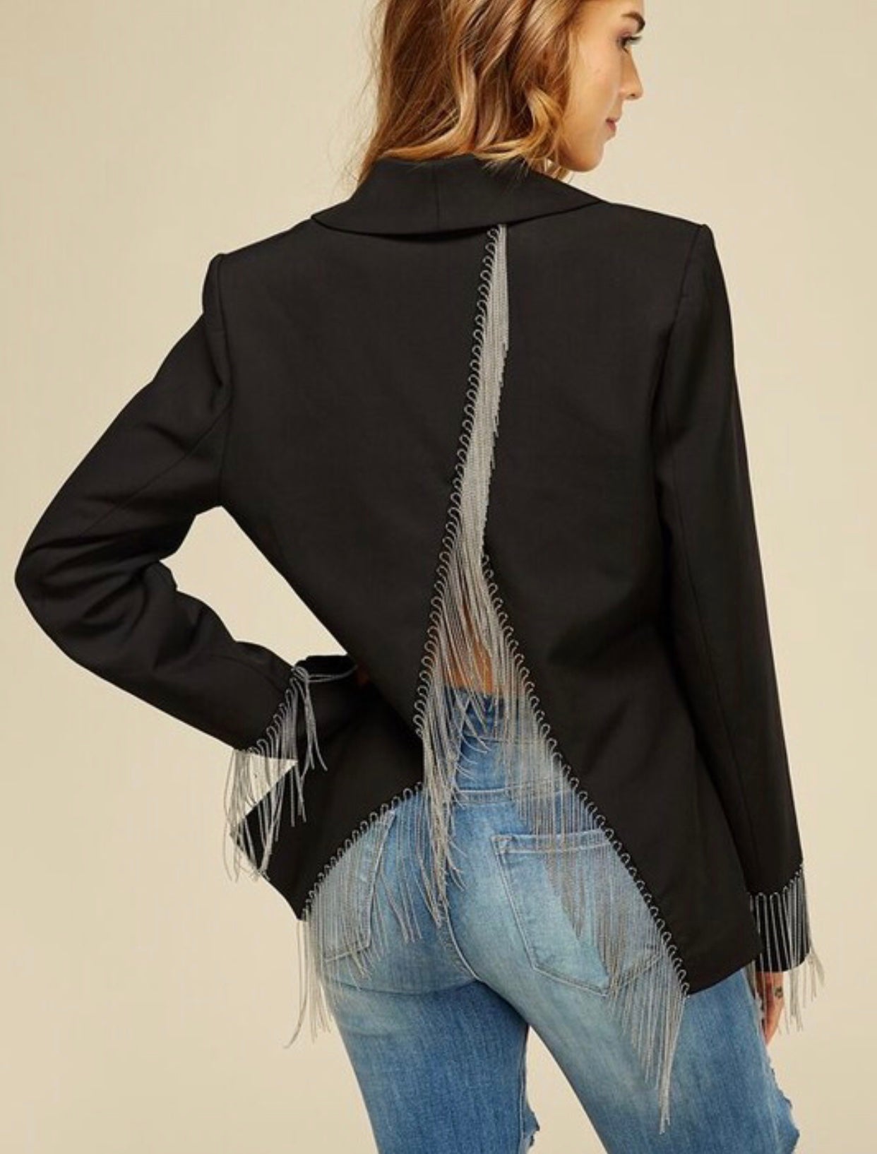 Open Back Chain Detail Blazer