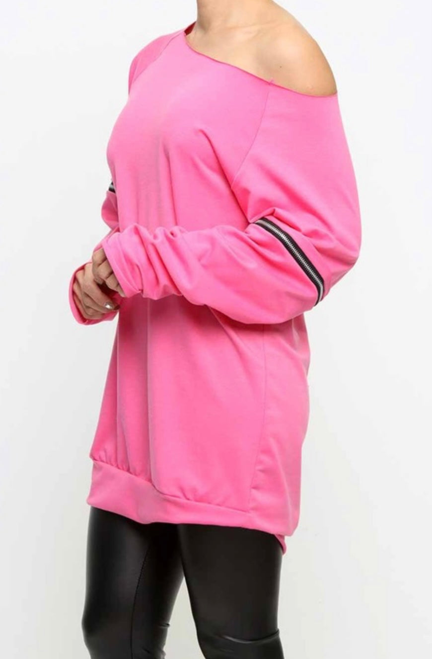 Zipper Sleeve Sweatshirt