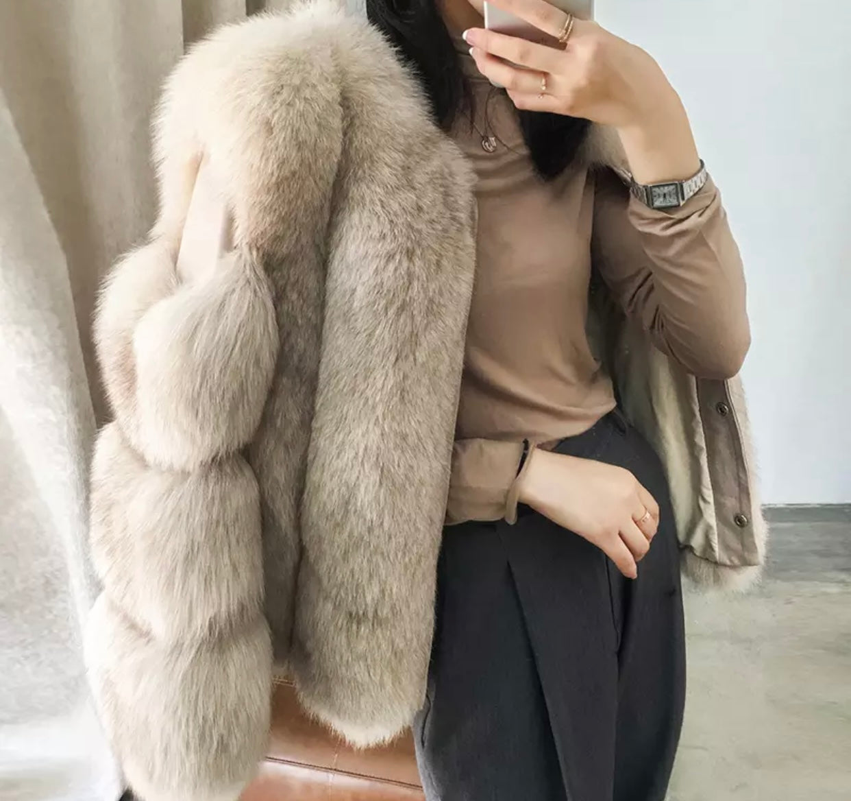 Genuine Leather And Fox Bomber