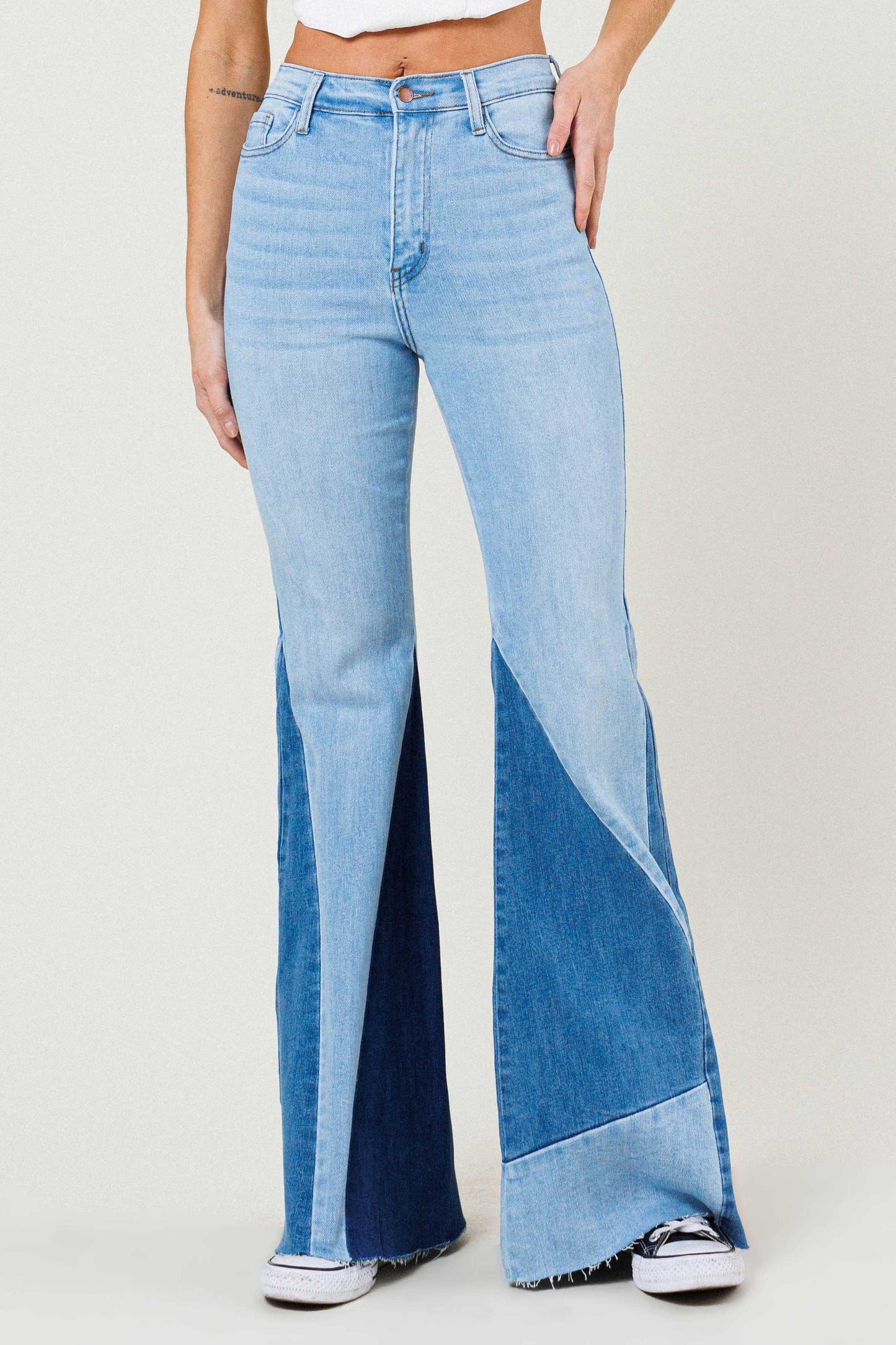 Color Block Flare Jeans