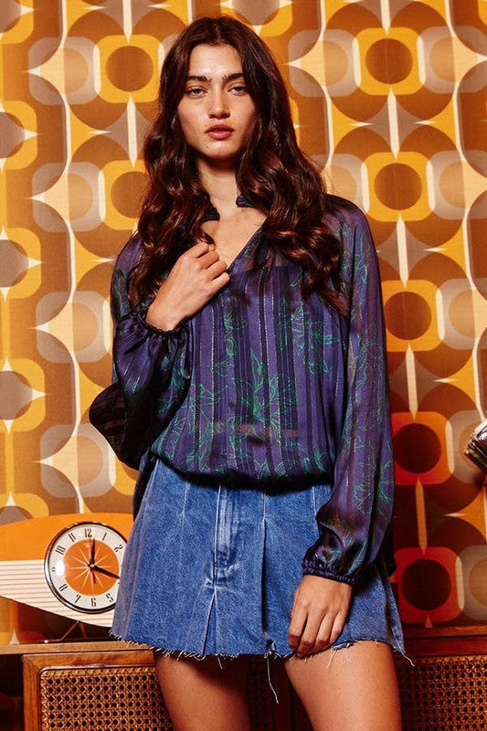Stripe Oversized Chiffon Blouse