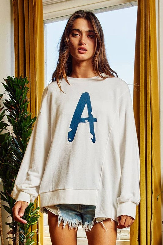 Asymmetrical Hem Graphic Sweatshirt