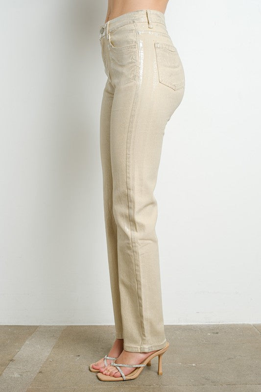 Metallic Straight Leg Denim