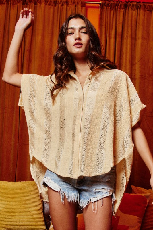 Short Sleeve Oversized Sheer Top