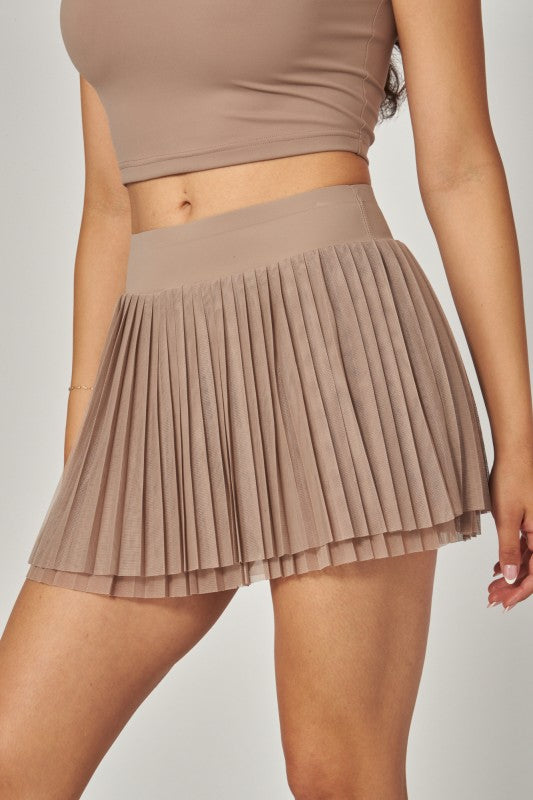 Mesh Pleated Tennis Skirt