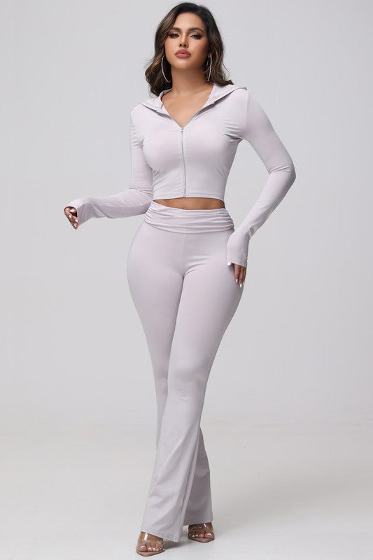 Flare Leg Stretch Pants Set
