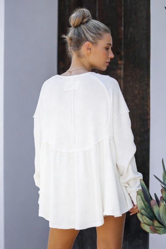 Babydoll Thermal Long Sleeve Top