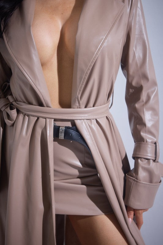 Vegan Leather Trench And Skirt