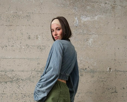 Long Sleeve Denim Crop Top