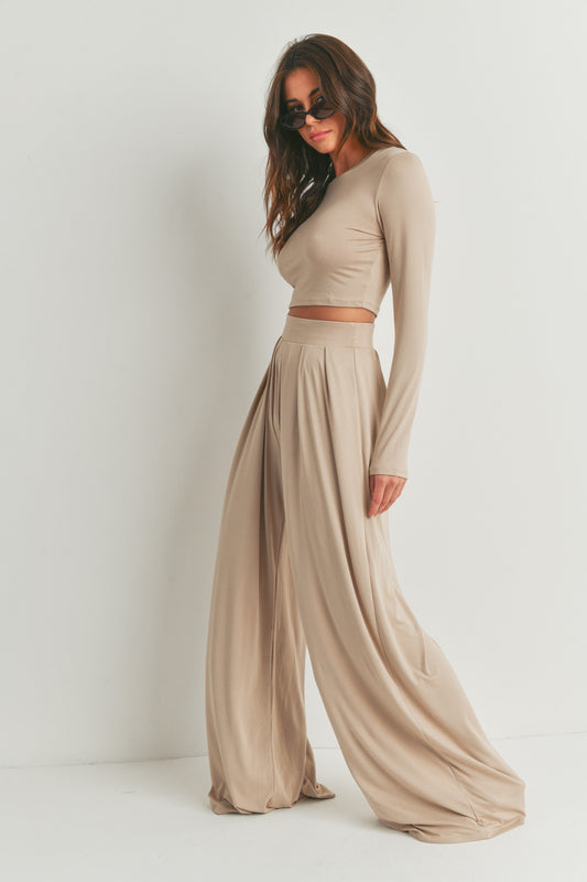 Two Piece Crop Top with High waist Pants Set