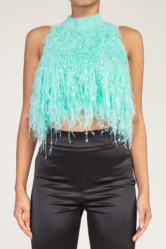 Shag Crop Halter Top