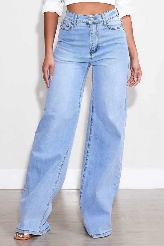 Wide Leg Light Stone Jeans