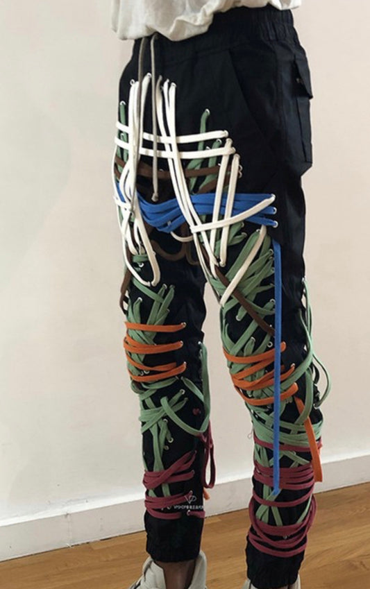 Multicolored Tie String Pants